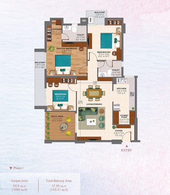 Amarah_Floor Plan Lavender Primium 3bhk+2T